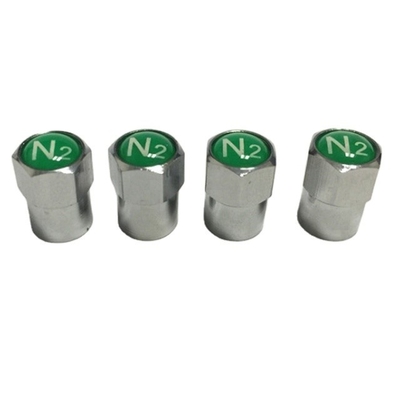 Remplacement/réparation but Sceau de logo vert N2 azoté en chrome Caps de soupape de soupape de pneu pour montage universel de voiture