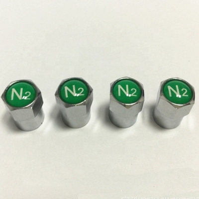 Remplacement/réparation but Sceau de logo vert N2 azoté en chrome Caps de soupape de soupape de pneu pour montage universel de voiture