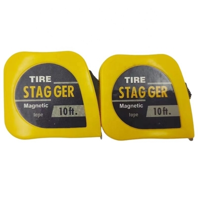 Logo personnalisé pneu de course en acier Stagger bande mesure 10 pieds * 1/4 &quot; matériau de lame en acier outils magnétiques jaune pour le bénéfice