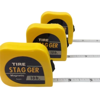 Jaune 10 pieds pneu de course magnétique Stagger bande mesure 1/4 &quot; largeur de lame pour la mesure de précision en pouces impériaux