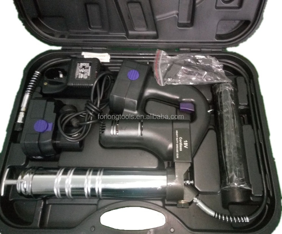 Pistolet à graisse électrique noir de 18 V, rechargeable avec une capacité de 500 cc et une longue durée de vie