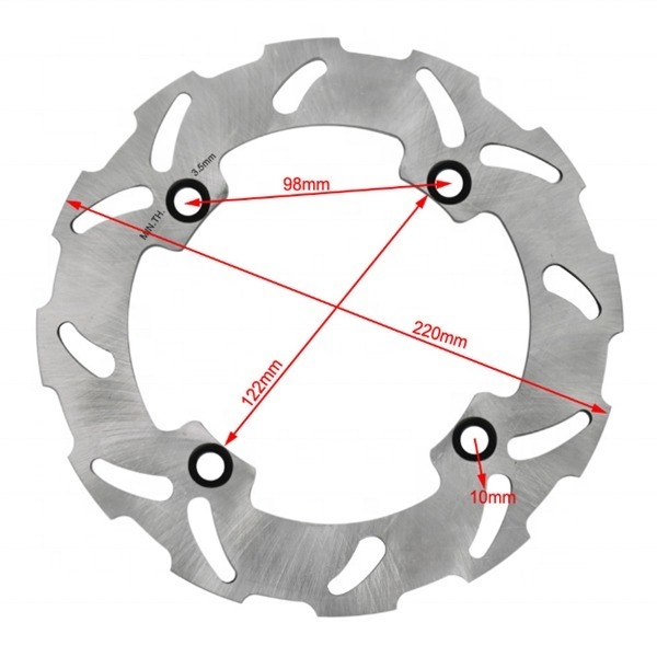 Rotor à disque de frein arrière léger de 220 mm pour Honda CR E 125 CR R 125 AX-1 250 Conception fixe 4 trous de montage 0,62 kg