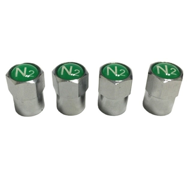 Remplacement/réparation but Sceau de logo vert N2 azoté en chrome Caps de soupape de soupape de pneu pour montage universel de voiture