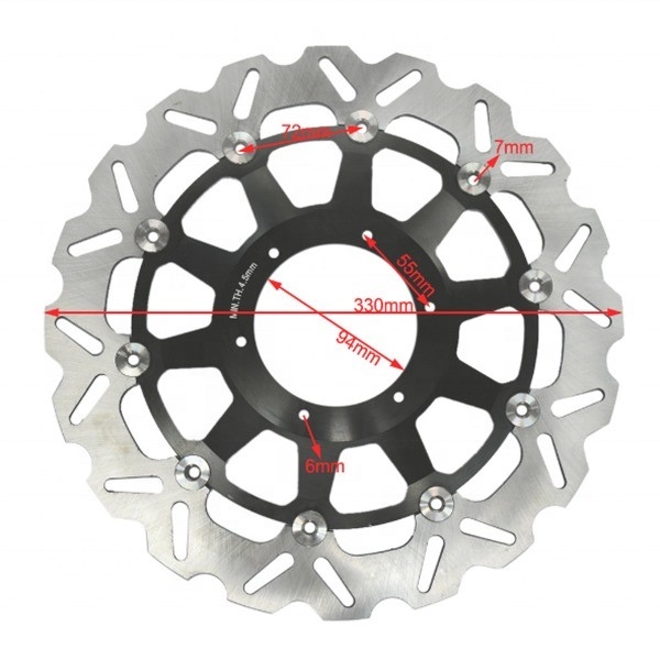 6 trou de montage 330MM motocycle en acier inoxydable rotor à disque flottant de frein pour Honda CBR929 RR CBR954 RR et Performance