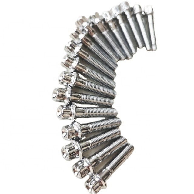 Année universelle M7*32mm 12 points boulons de matériel de roue chrome pour voitures universelles acier et chrome plaqué