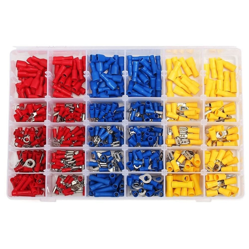 480pcs terminaux isolés connecteur électrique crimp Butt Spade Ring Fork Terminal Set Kit avec le cas pour l'année universel