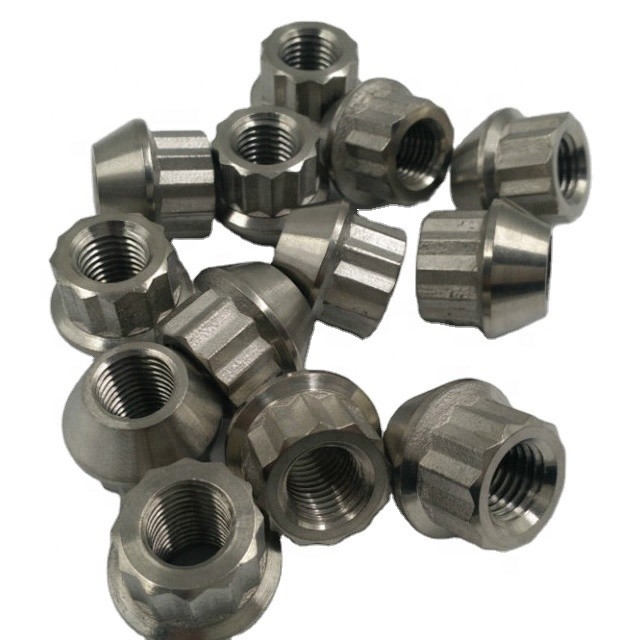 Noix de flange de titane à finition plate standard DIN pour composant de fixation de roue fileté 1/2-20